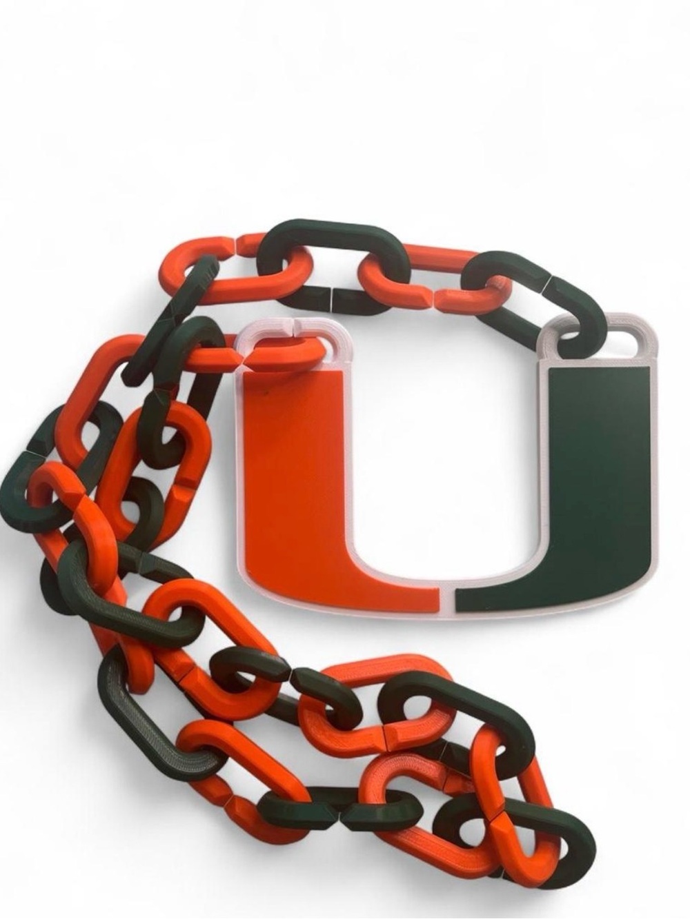 The U Split-Link Resin Necklace in Orange and Green